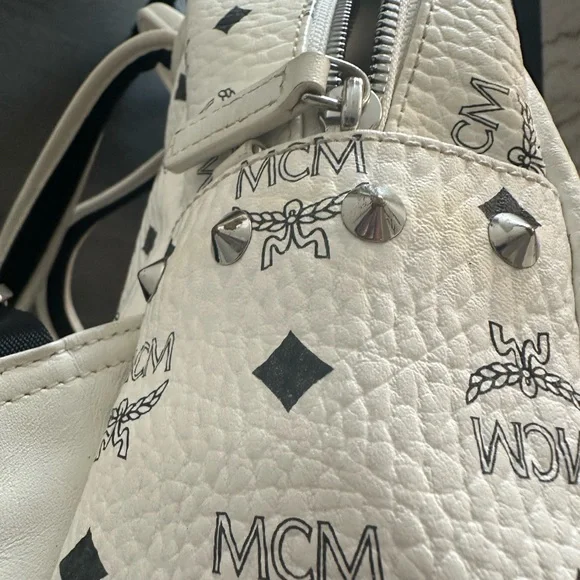 MCM White and Pink Studded Backpack - Picture 15 of 16